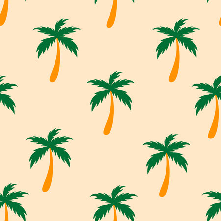 Minimal summer endless background with exotic coconut palms. repeat vector illustrationのイラスト素材