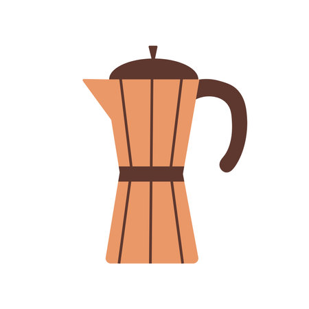 Brown flat style kitchen equipment for coffee making. coffee makerのイラスト素材
