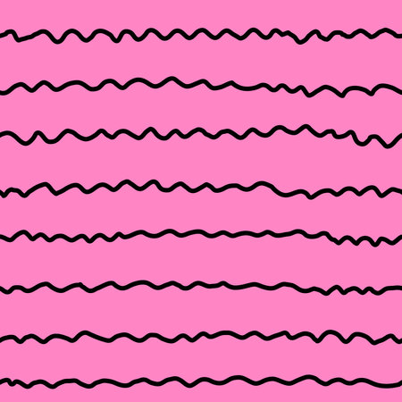 Trendy wavy endless background in 90s style. free hand texture. vector illustrationのイラスト素材