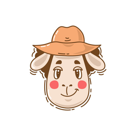 Cute cartoon style lamb smiling head. Childish animal face. vector illustrationのイラスト素材