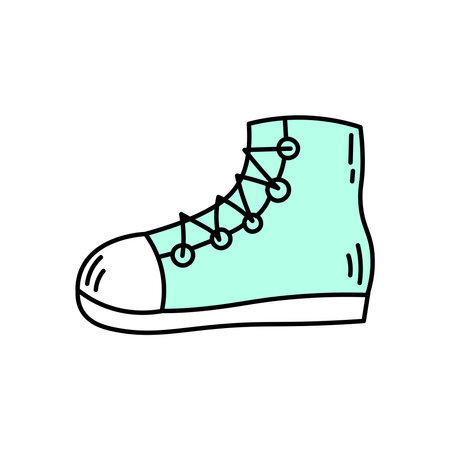 Hand drawn shoe with black outline, 90s nostalgia. vintage aestheticsのイラスト素材