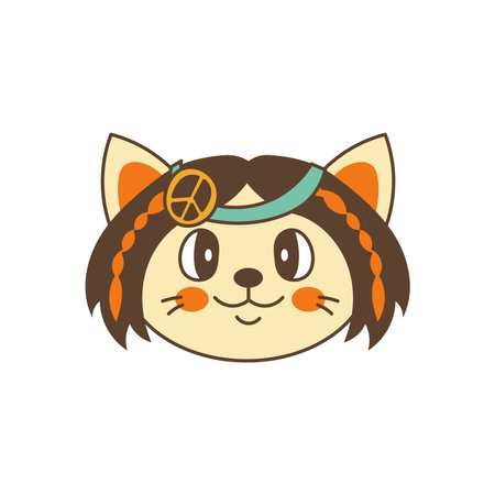 Pacific smiling kitten in cartoon retro style. vector illustrationのイラスト素材
