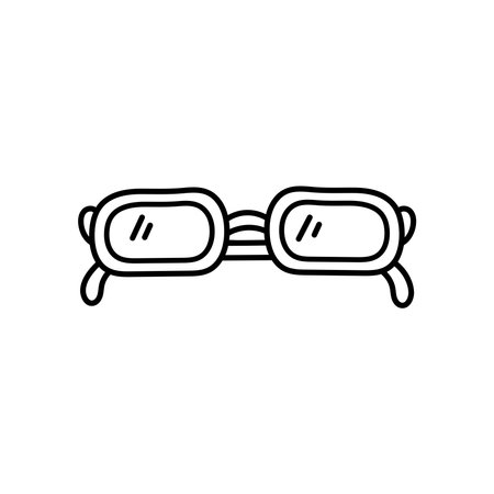 Black line rectangular eyeglasses art on white backgroundのイラスト素材