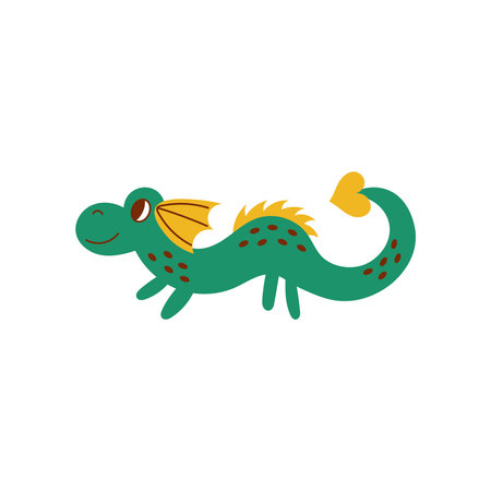Cute Chinese 2024 New Year symbol. Childish vector illustration with fantasy creatureのイラスト素材