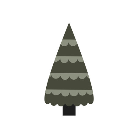 Vector illustration of fluffy pine or spruce. Evergreen conifer. Holiday concept design.のイラスト素材