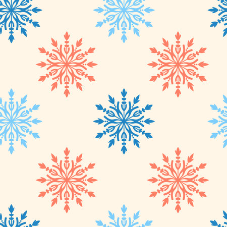 Cozy vintage seasonal endless background with snow. Cute hygge repeat vector illustration for textile, wrapping paper, greeting cardのイラスト素材