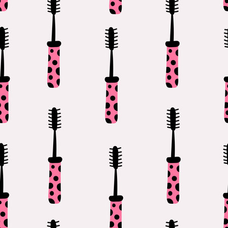 Modern beauty industry design with makeup product in spotted tube. Minimalistic repeat vector illustration for salon, woman, advertisementのイラスト素材
