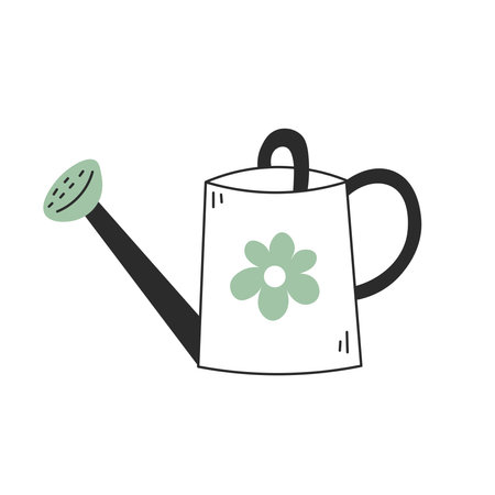 Vector illustration. Cute hand drawn gardening item. Black line art in flat style on white background. Spring and farming symbol.のイラスト素材