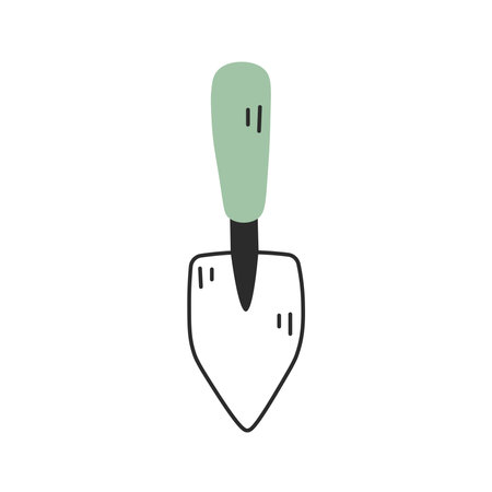 Small hand tool for farm and garden. Vector household item. Shovel for ground digging and plant cultivationのイラスト素材