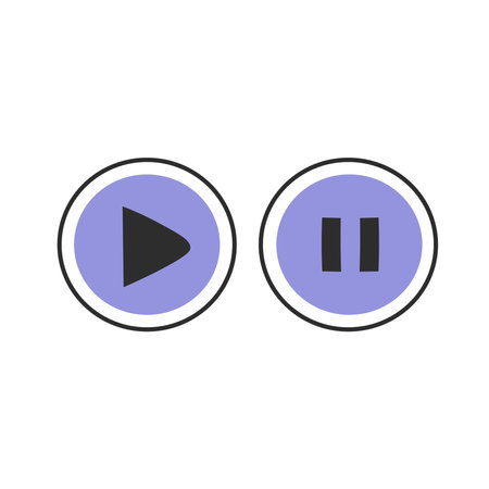 Modern purple hand drawn round function elements. Vector illustration. Interface design for video and audio.のイラスト素材