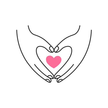 Line love symbol. Support, hope, care, charity, donation doodle sign. Vector illustration. Relationship, wedding, selfcare, marriage design.のイラスト素材