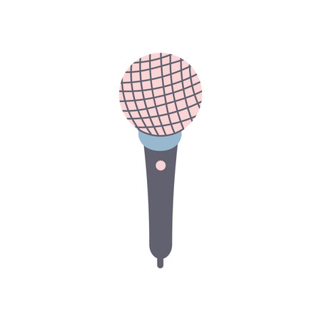 Hand drawn wireless mic icon. Announcement, event, concert, music, karaoke, interview, stage, speech electronic equipment.のイラスト素材