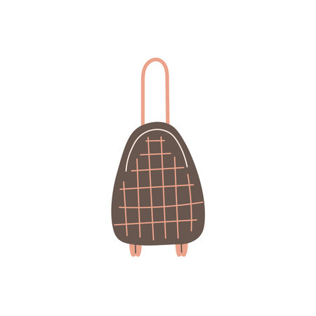 Rag trolley hand drawn vector illustration. Checkered suitcase art. Isolated on white backgroundのイラスト素材