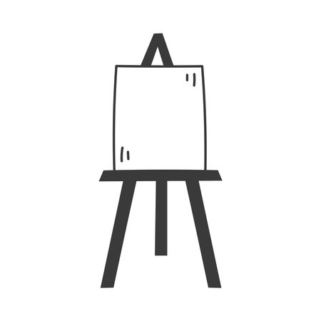 Easel Doodle Line Icon. Artist canvas equipment and tool symbol. Hand drawn vector illustration.のイラスト素材