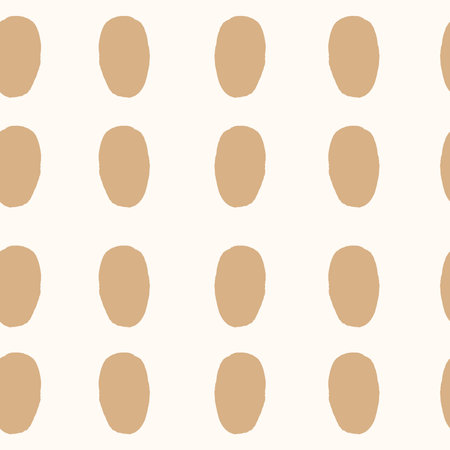 Minimal Scandinavian Abstract Seamless Pattern with Round Shapes. Modern Geometric endless background with neutral beige circles. Repeat vector illustration in hand drawn styleのイラスト素材