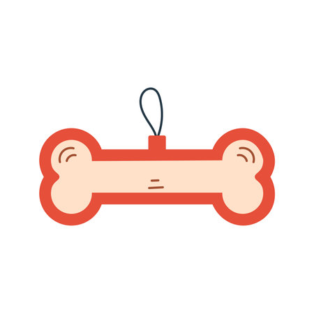 Bone Christmas Bauble. Xmas decoration for dogs and pets. Hanging holiday ornament for veterinary. Isolated vector illustrationのイラスト素材