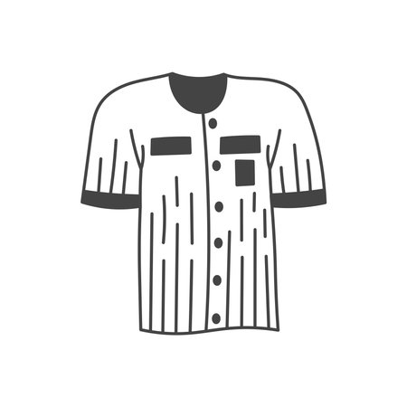 Baseball Player Uniform Shirt Illustration. Team Sport Jersey in doodle style. Hand drawn vector clothing.のイラスト素材