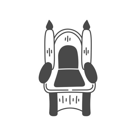Royal Throne Illustration. Hand drawn medieval chair for king and queen. Outline vector art.のイラスト素材