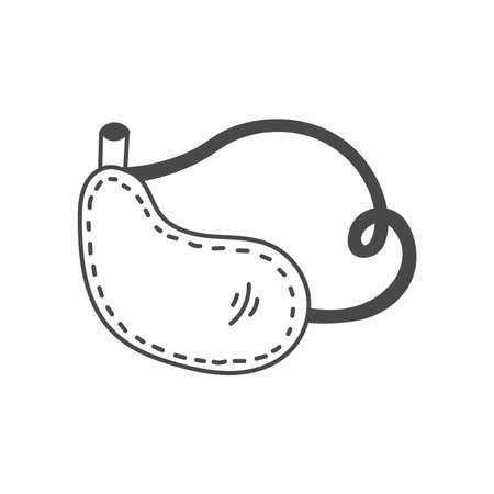 Medieval Leather Bottle Doodle Icon. Hand drawn flask for alcohol liquid drink water. Outline vector illustrationのイラスト素材