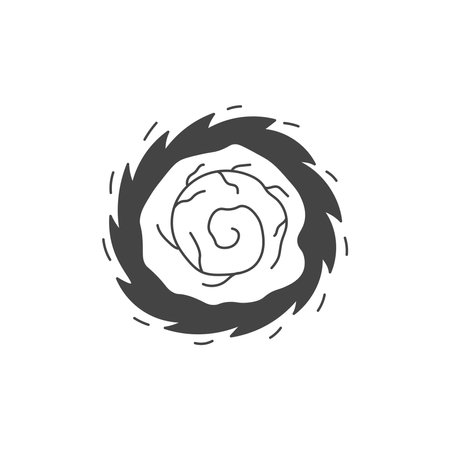 Circle futuristic Portal Illustration. Hand drawn vector fantastic round gate. Dynamic paranormal symbol.のイラスト素材