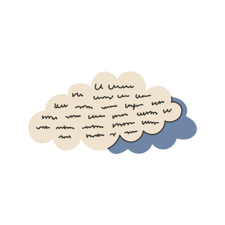 Clouds with Text. Soft sky shapes containing Handwritten writing symbolizing imagination thoughts fantasy inspiration. Vector illustrationのイラスト素材