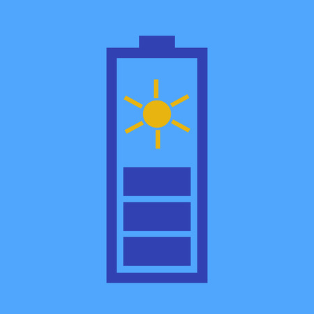 Flat style symbol of solar battery on blue backgroundのイラスト素材