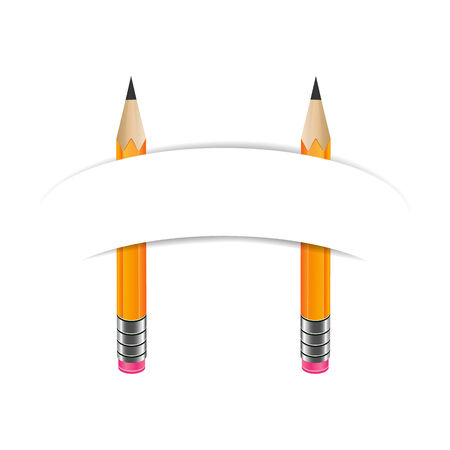 Two graphite with white blank paper banner. Art and education, stationaryのイラスト素材