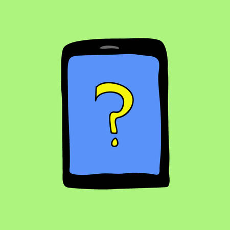 Doodle style pad with question mark. Assistance signのイラスト素材
