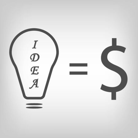 Bulb with idea text equal to money. Successful business ideaのイラスト素材