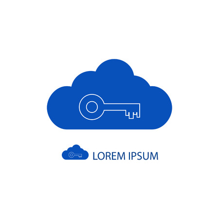 Blue cloud with key as logo on white background with copyspaceのイラスト素材