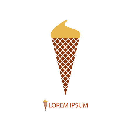 Color ice-cream cone as logo on white background with copyspaceのイラスト素材