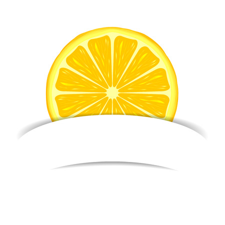 Bright lemon slice  with white blank paper bannerのイラスト素材