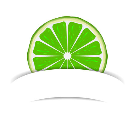 Bright lime slice with white blank paper bannerのイラスト素材