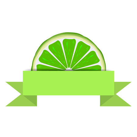 Lime slice with green blank paper bannerのイラスト素材