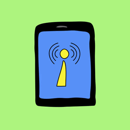 Colorful doodle style with wireless connection signのイラスト素材