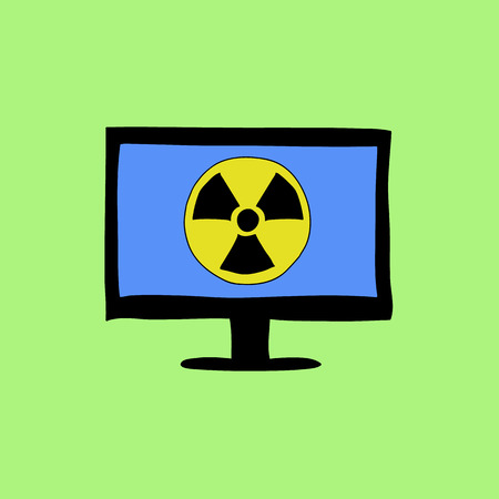Doodle style computer monitor with virus signのイラスト素材
