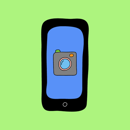 Colorful doodle style smartphone with speech bubbleのイラスト素材