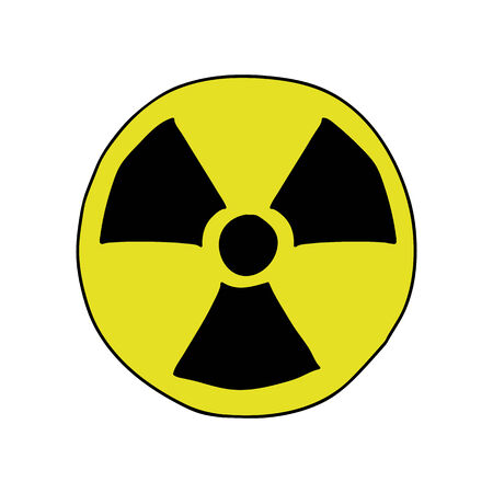 Doodle style radiation sign in black and yellow colorsのイラスト素材