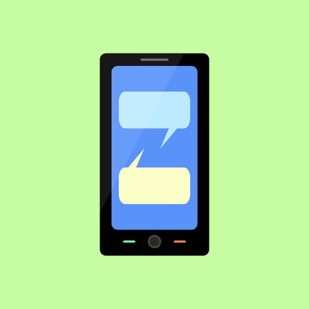 Smart phone with speech bubbles in flat styleのイラスト素材