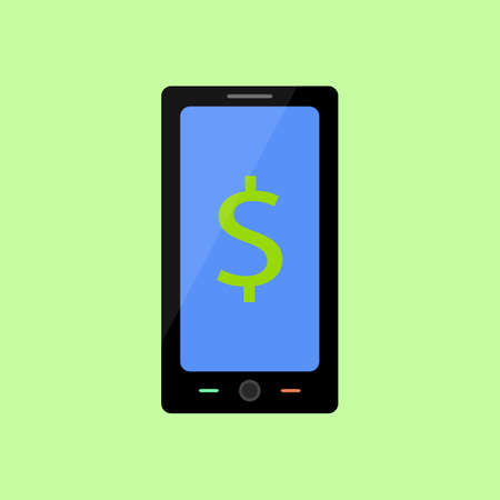 Smart phone with money icon in flat styleのイラスト素材
