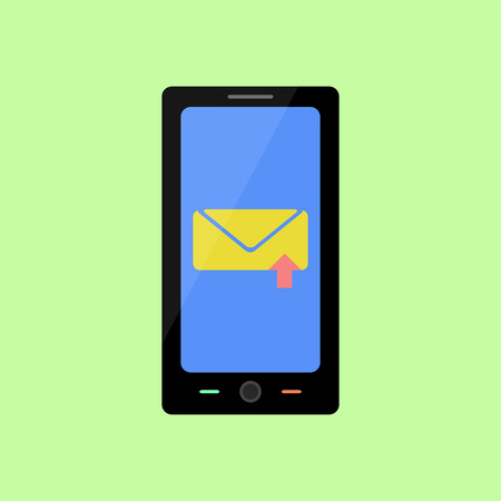 Smart phone with sent message in flat styleのイラスト素材