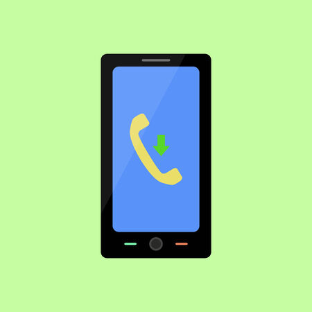 Smart phone with income call  in flat styleのイラスト素材