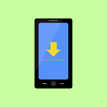 Smart phone with upload icon in flat styleのイラスト素材