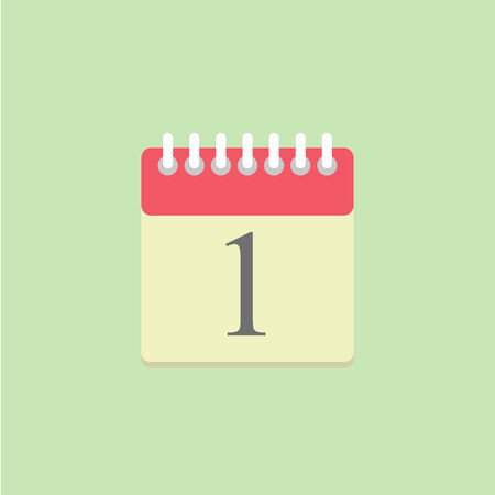 Flat style calendar icon with first number on green backgroundのイラスト素材