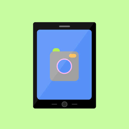 Tablet PC with camera icon in flat styleのイラスト素材