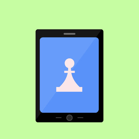 Tablet PC with chess piece as game icon in flat styleのイラスト素材