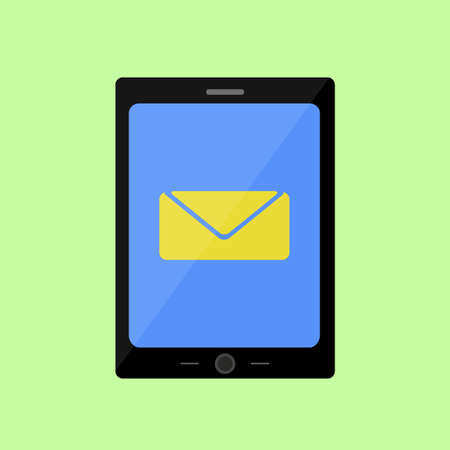 Tablet PC with mail icon in flat styleのイラスト素材