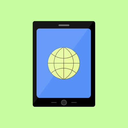 Tablet PC with internet icon in flat styleのイラスト素材