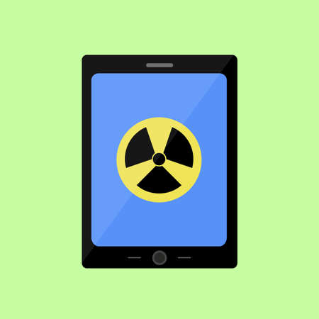 Tablet PC with virus icon in flat styleのイラスト素材