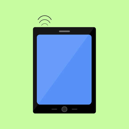 Tablet PC with wireless connection in flat styleのイラスト素材